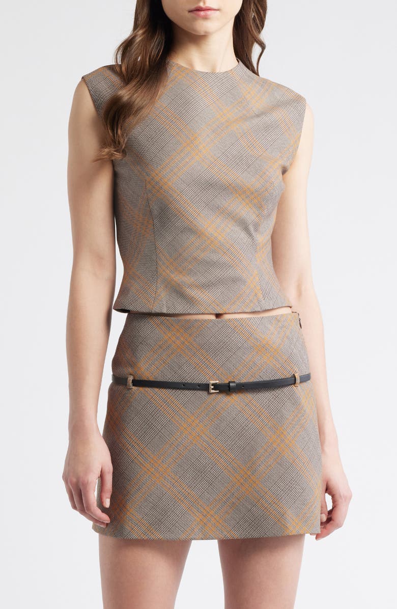 MANGO Melo Plaid Top, Main, color, Brown