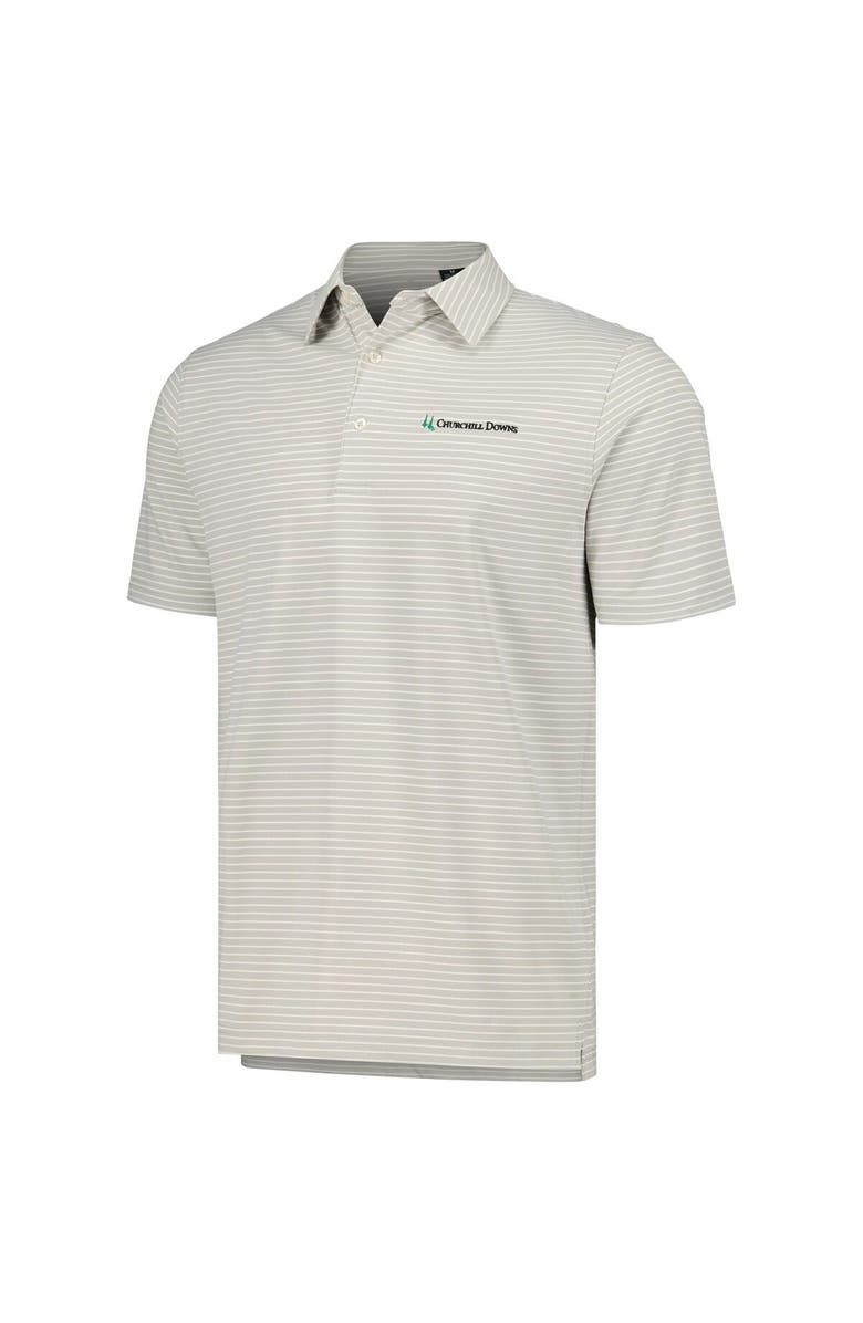 Full Turn Men's Gray Churchill Downs The Carmel EcoTec Stripe Polo, Alternate, color, Gray