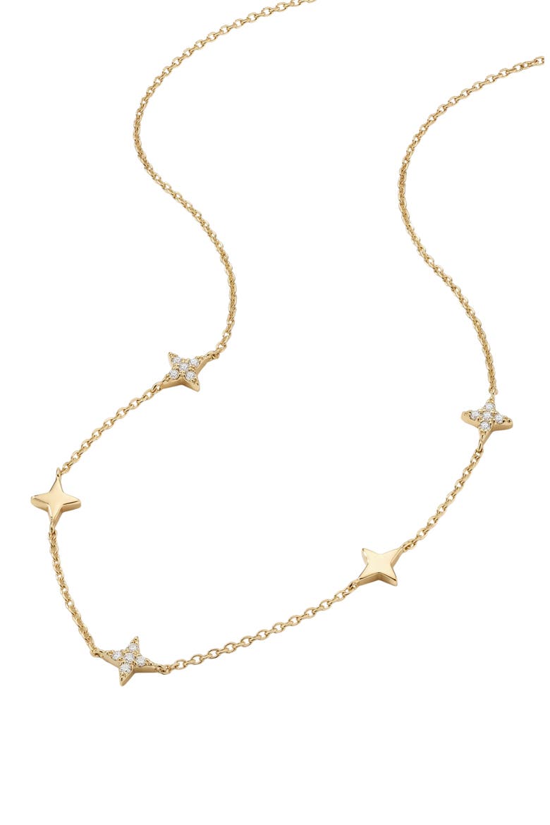 Pavé Flower Station Necklace, Alternate, color, GOLD