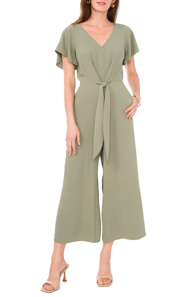 Vince Camuto Tie Waist Crop Wide Leg Jumpsuit, Main, color, 