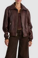 ALICE + OLIVIA Collins Relaxed Leather Bomber Jacket