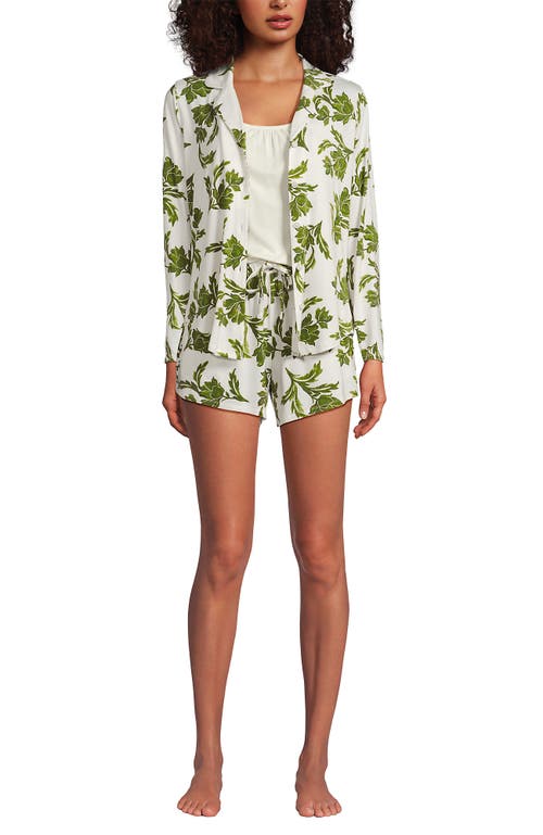 Lands' End Cooling 3 Piece Pajama Set In Green