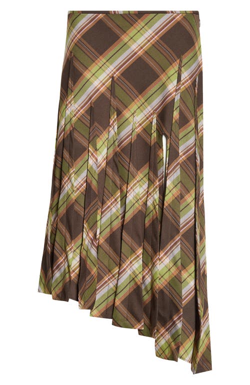 Collina Strada Long Drizzle Tapenade Plaid Cotton Flannel Skirt In Tapenade Plaid
