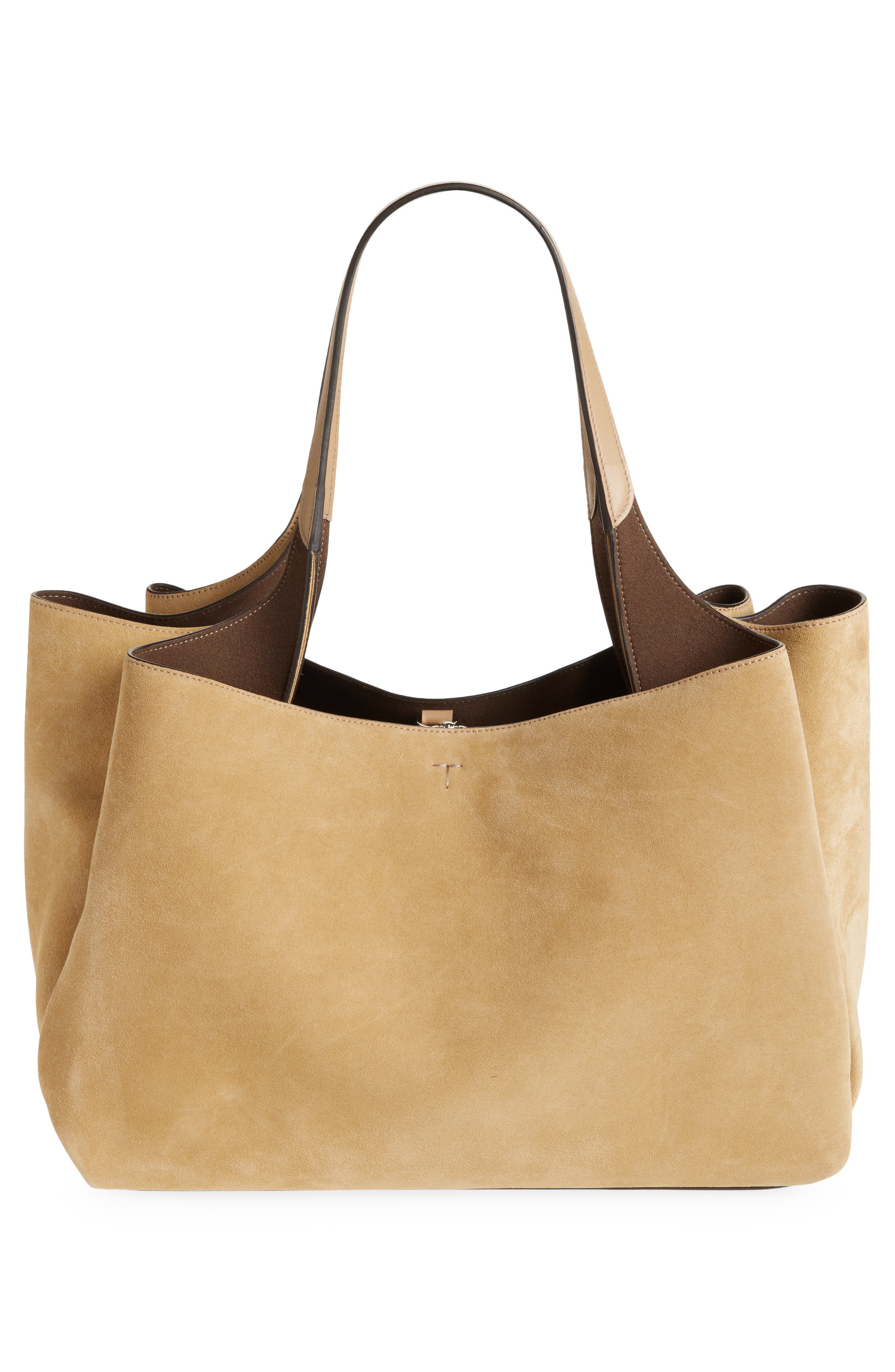 Tod's Medium Apa Suede Tote, Alternate, color, Biscotto/ Ginger