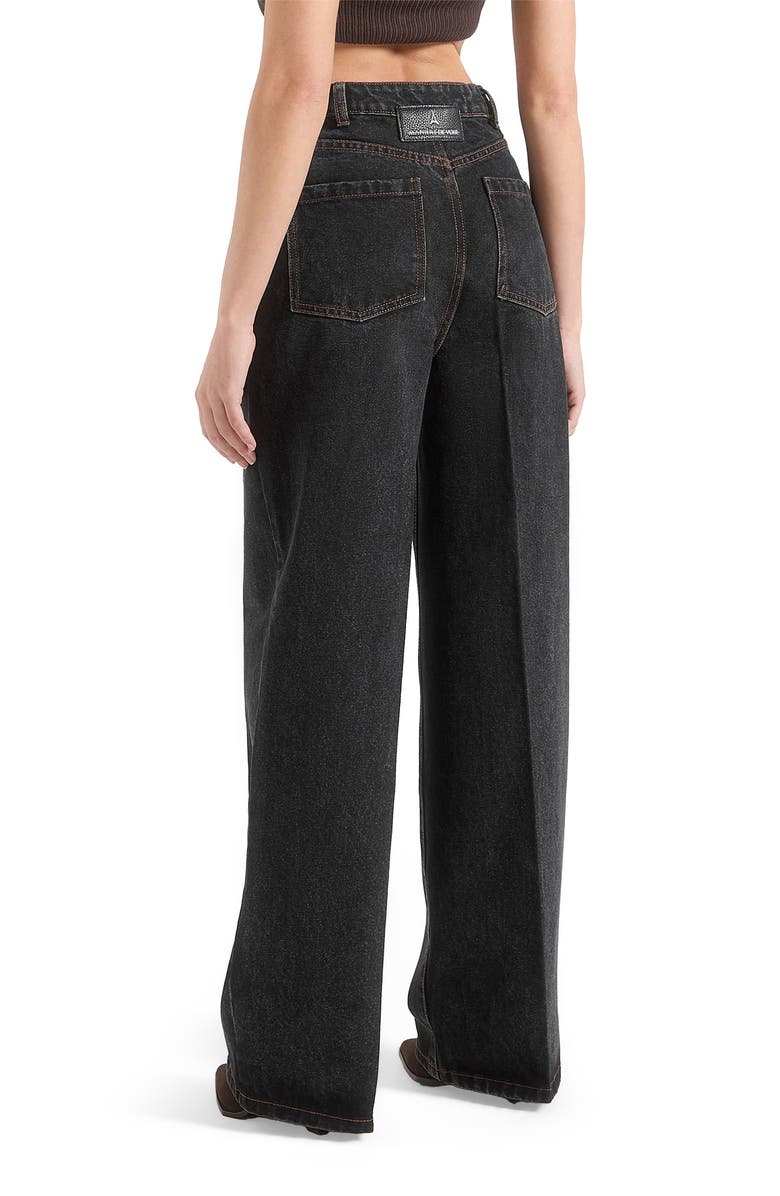 Manière De Voir Astrid Wrapover Denim Wide Leg Jeans, Alternate, color, Black