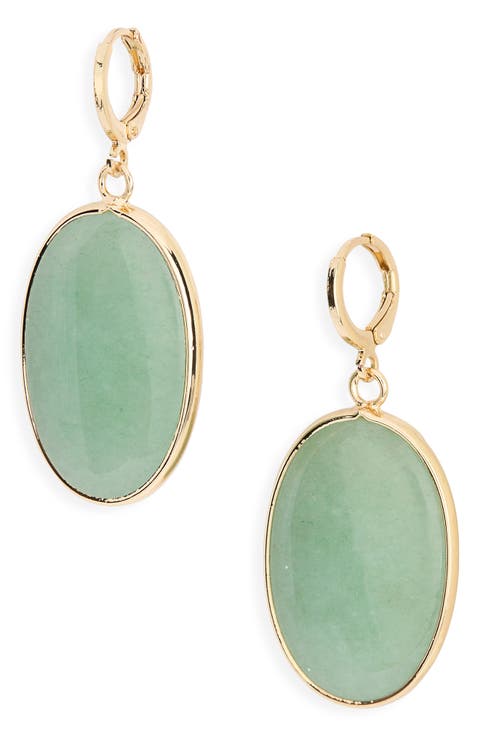 Semiprecious Oval Drop Earrings