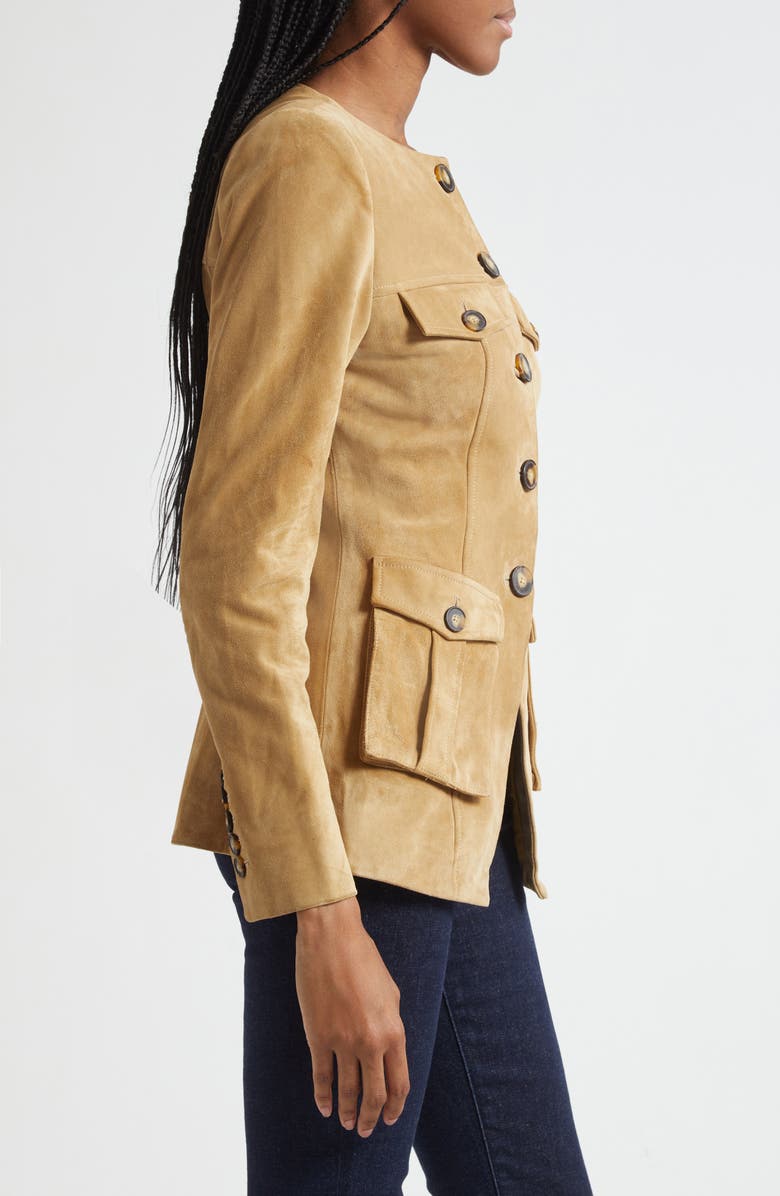 Veronica Beard Orrin Suede Cargo Jacket, Alternate, color, Desert Khaki