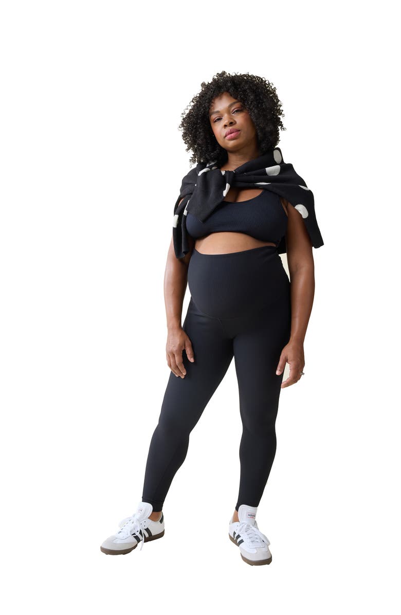 Ingrid & Isabel Maternity Ribbed Active Legging, Main, color, Black
