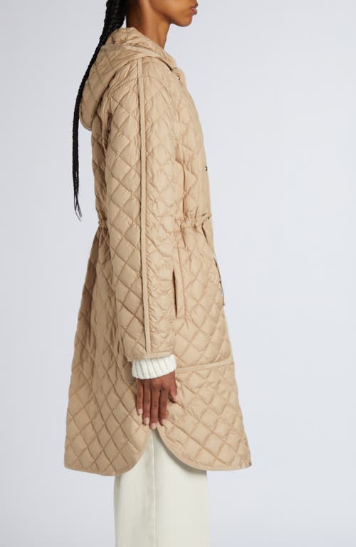 Shop Moncler Etelan Down Long Parka In Beige