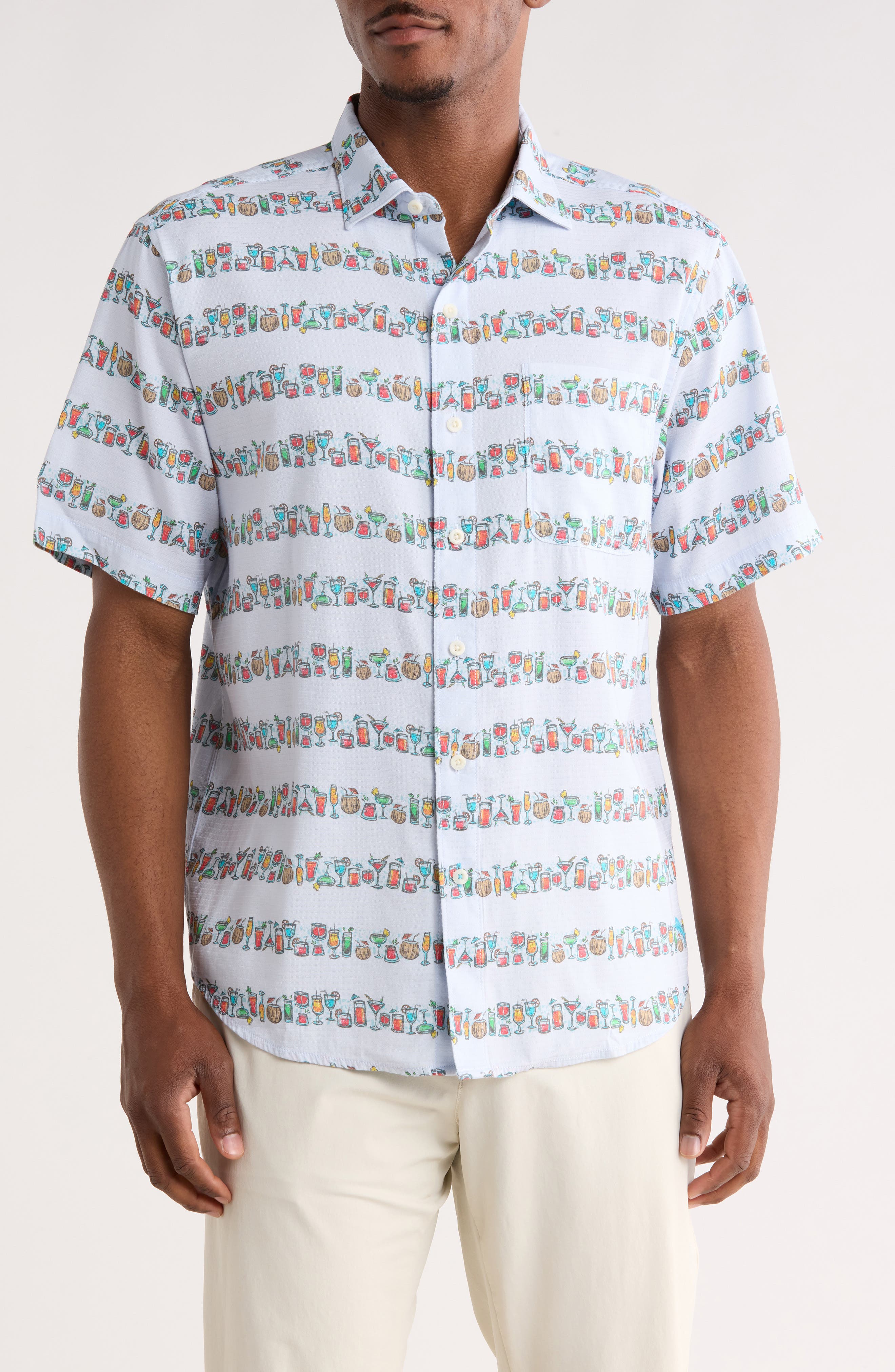 Tommy Bahama Tropical Drinks Short Sleeve Button-Up Shirt