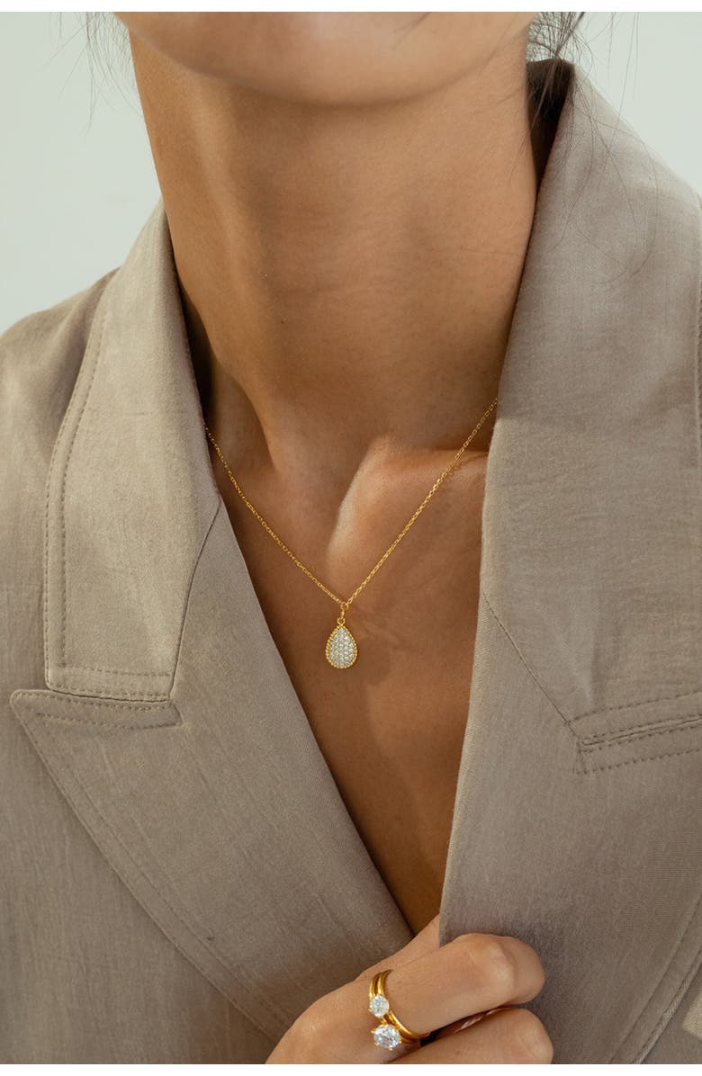 Bearfruit Jewelry Sterling Silver 18k Gold Plated Leah Crystal Necklace & Earring Set Holiday Gift Idea, Alternate, color, Gold