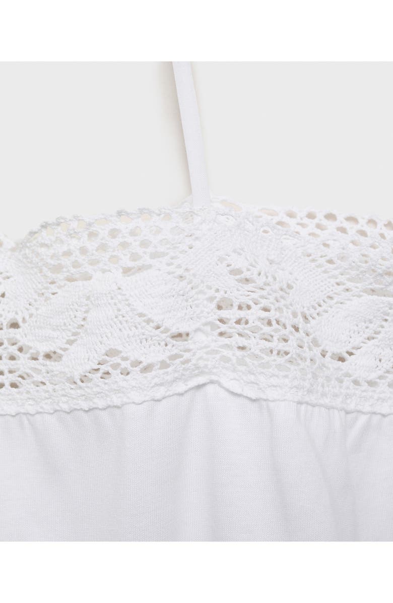 MANGO Lace Edge Cotton Camisole, Alternate, color, White
