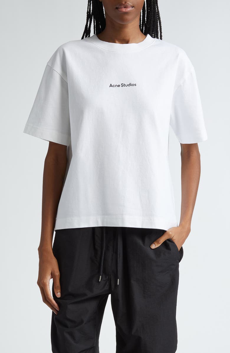 Acne Studios Edie U Stamp Logo Organic Cotton T-Shirt, Main, color, Optic White