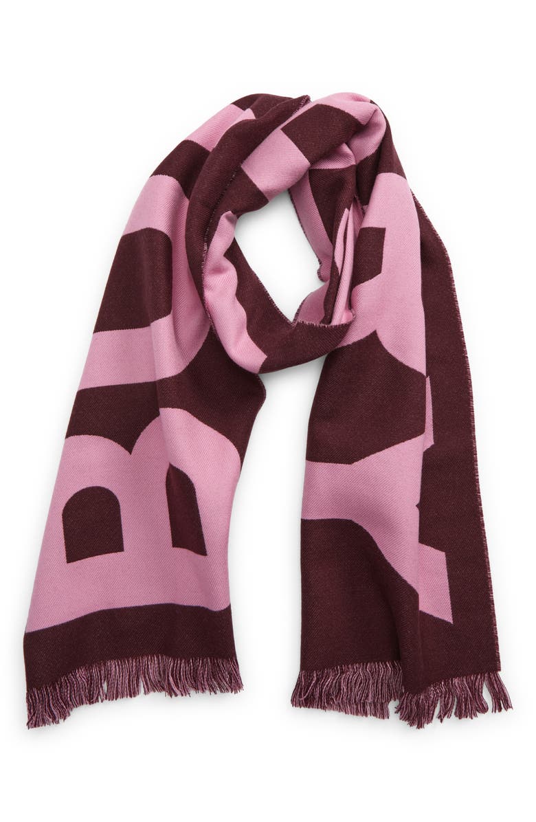 Burberry Logo Jacquard Wool Football Scarf, Alternate, color, 