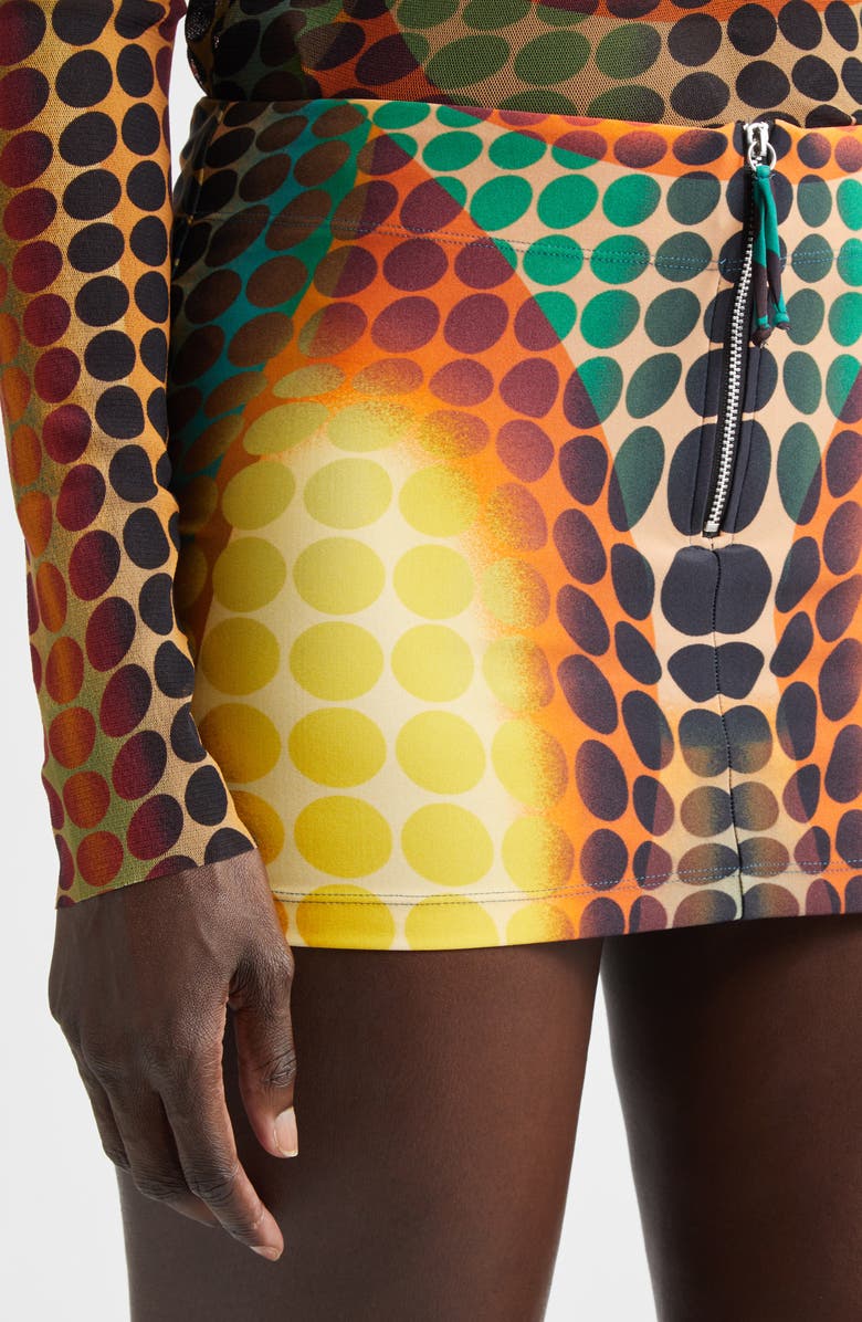 Jean Paul Gaultier Re-Edition Polka Dot Trompe l'Oeil Mesh Miniskirt, Alternate, color, Orange/ Blue/ Brown