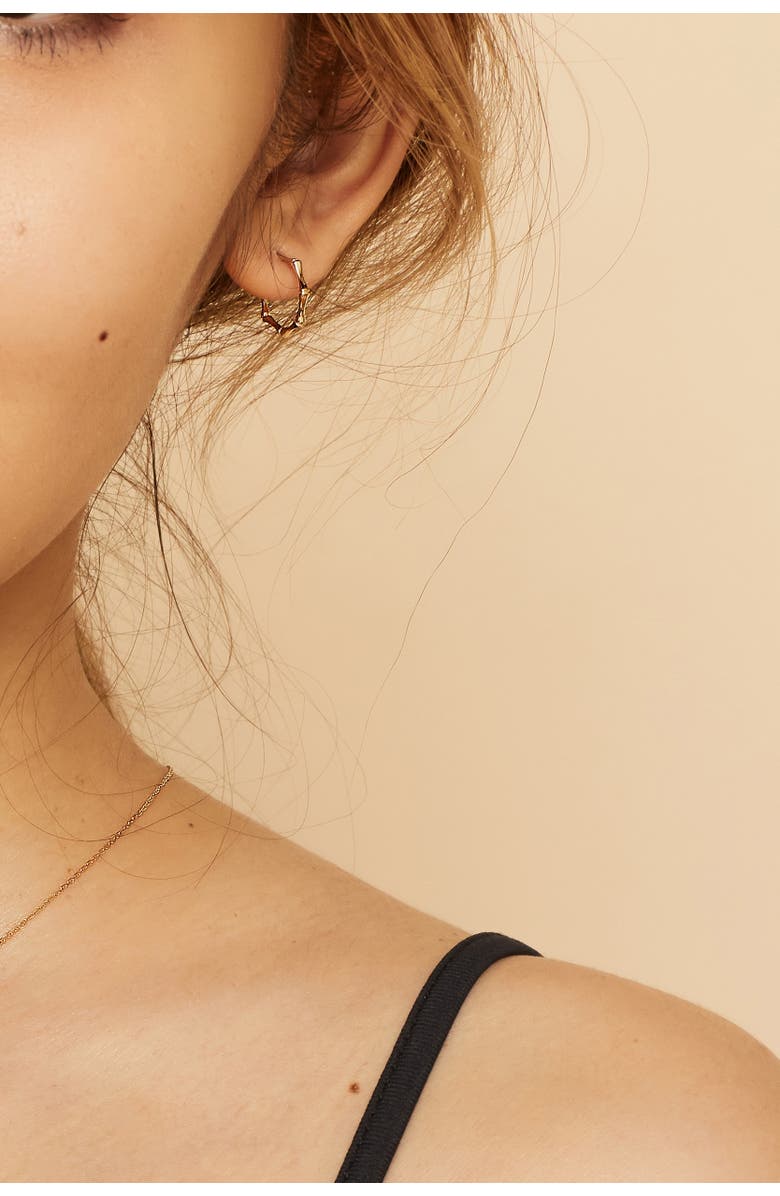 Oradina 14K Yellow Gold Amalfi Mini Hoops, Alternate, color, Yellow Gold