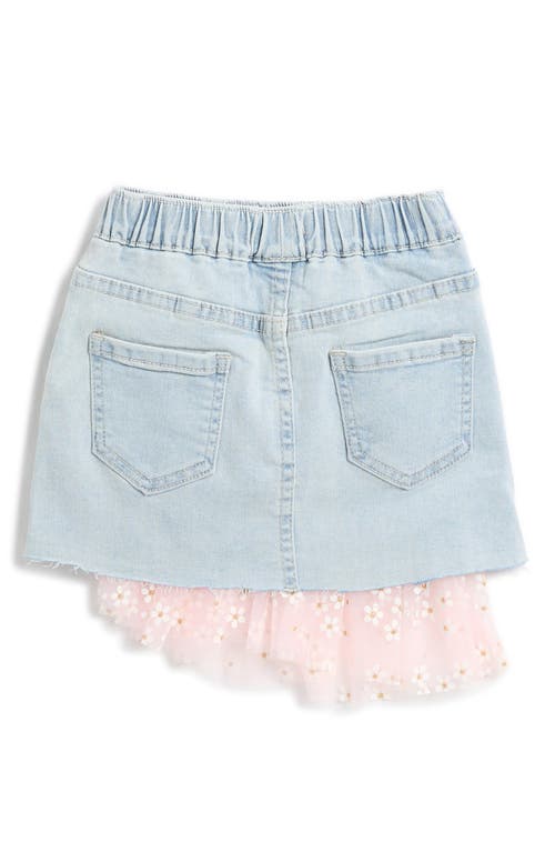 Doe A Dear Kids' Daisy Mesh Trim Denim Skirt In Denim/pink