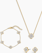 Electric Picks Camilla Clover Necklace, Bracelet and Studs - Set of 3