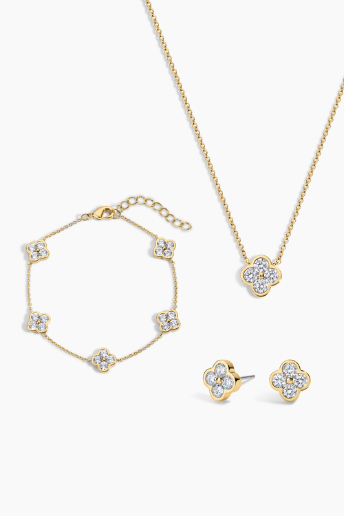 Electric Picks Camilla Clover Necklace, Bracelet and Studs - Set of 3