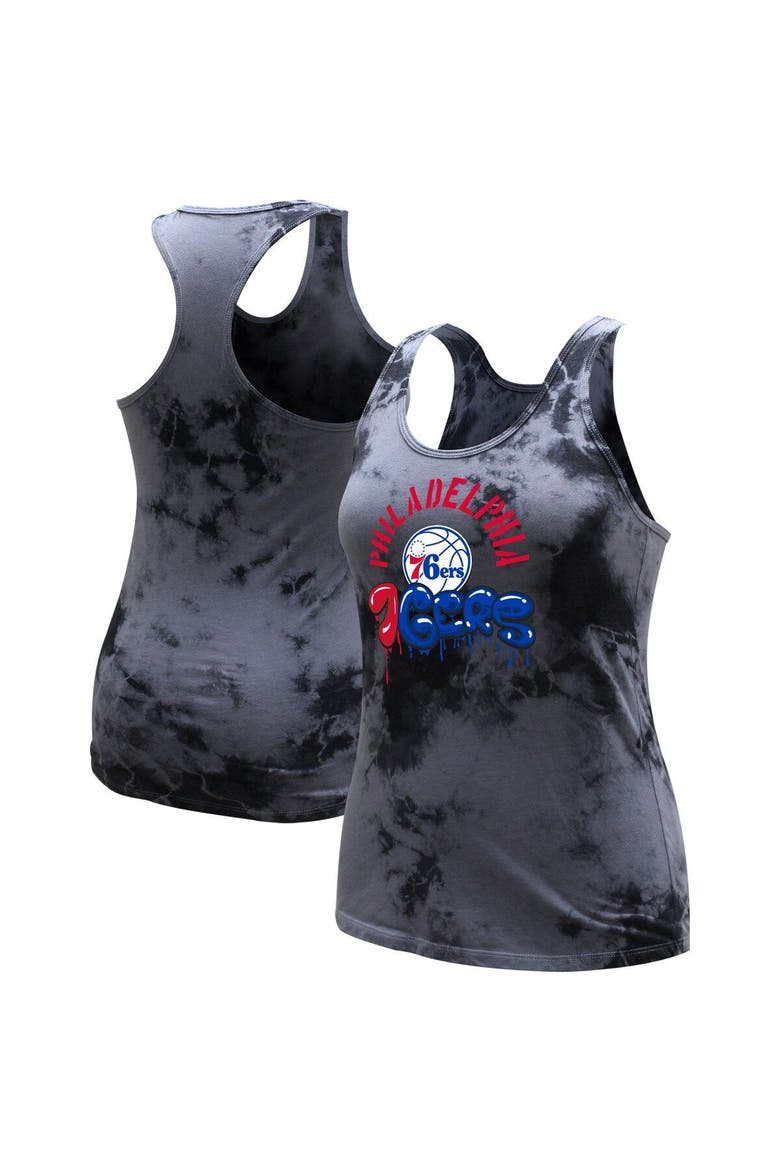 Women's Stadium Essentials  Charcoal Philadelphia 76ers Street Art Dark Crystal Washed Tank Top, Main, color, Charcoal