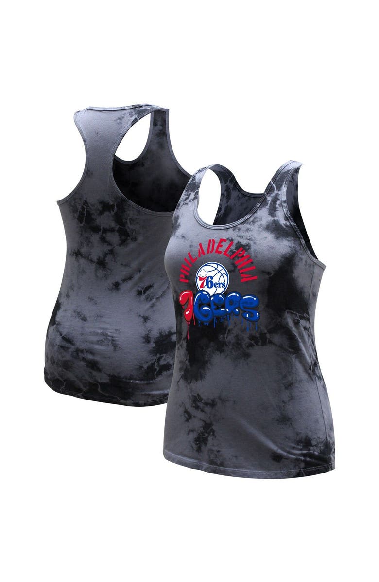 Stadium Essentials Women's Stadium Essentials Charcoal Philadelphia 76ers Street Art Dark Crystal Washed Tank Top, Main, color,