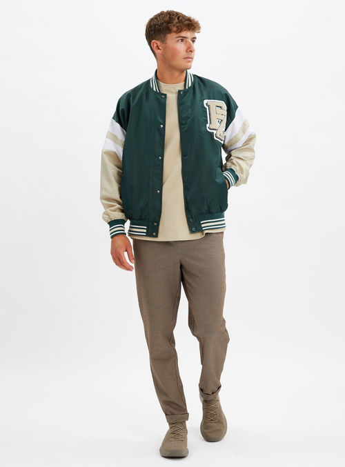 Point Zero Unisex Limited Edition Varsity Jacket In Green