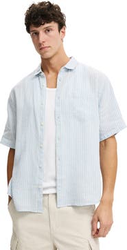 Cotton On Men's Relaxed Linen Short Sleeve Shirt