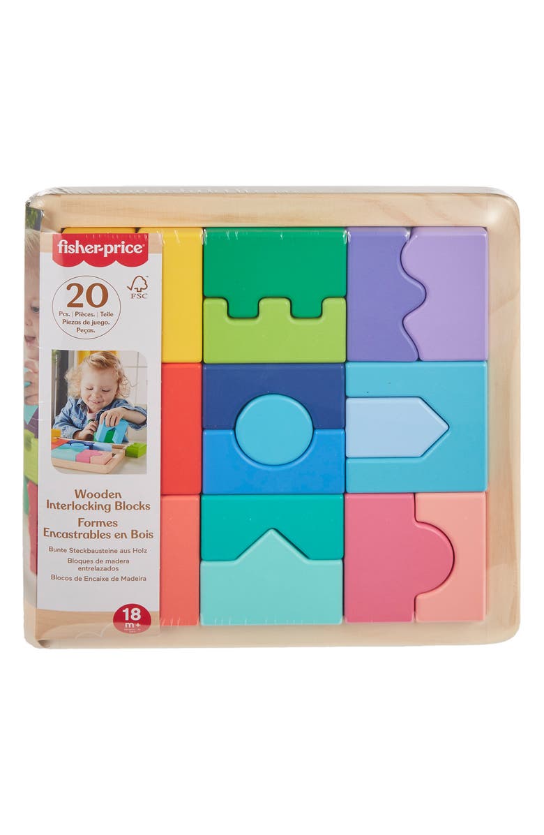 FISHER PRICE Wooden Interlocking Blocks Puzzle, Alternate, color, 