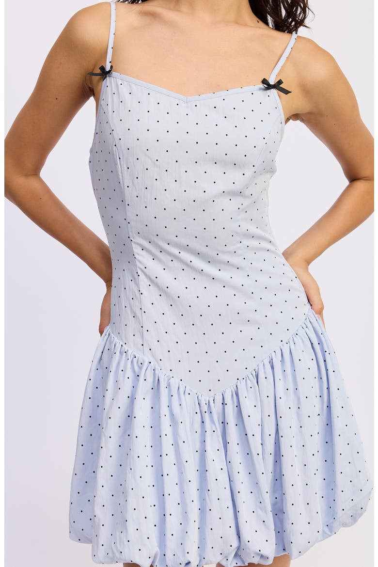 Uma Polka Dot Mini Sundress, Alternate, color, LIGHT BLUE BLACK