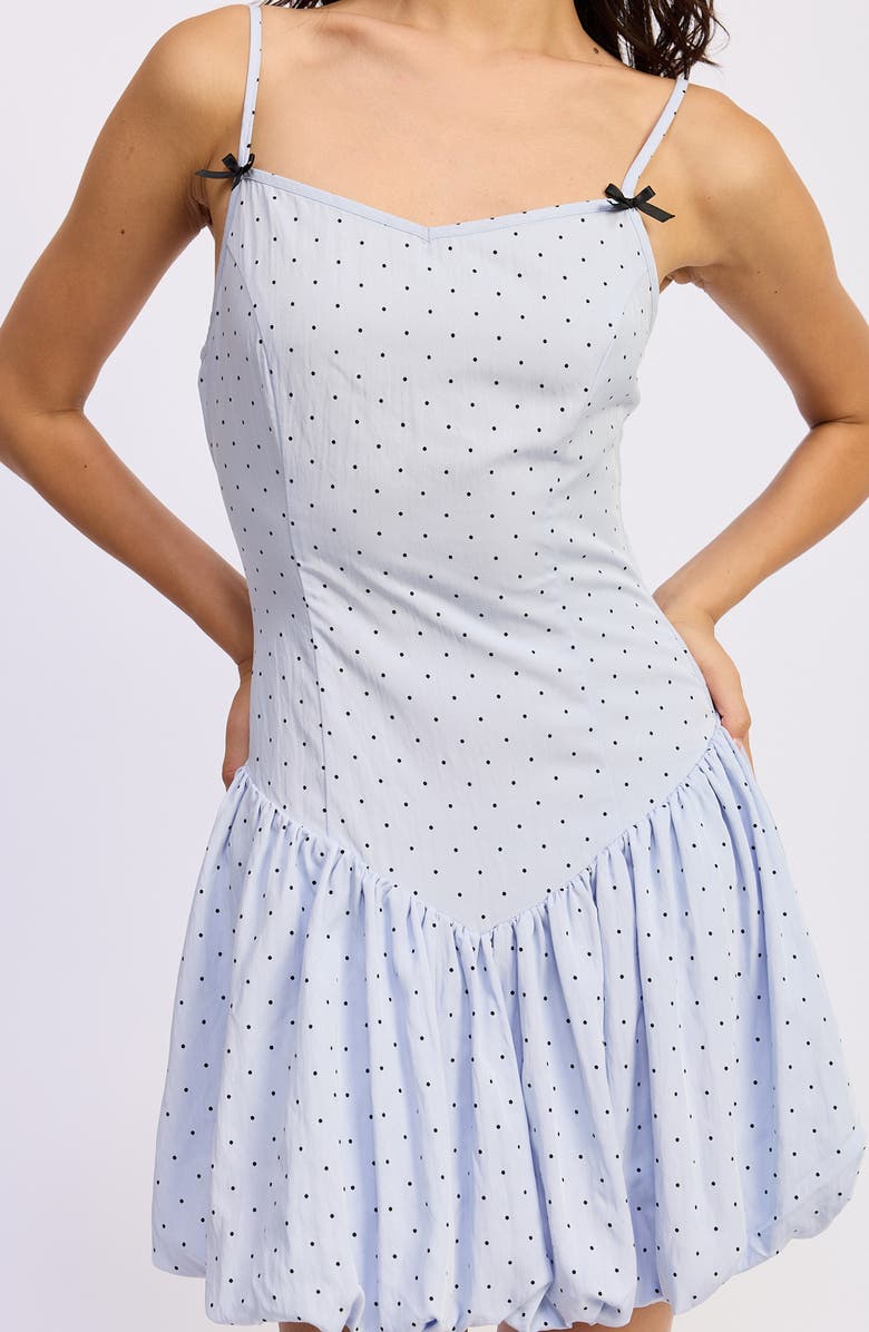 JACQUIE THE LABEL Uma Polka Dot Mini Sundress, Alternate, color, Light Blue Black