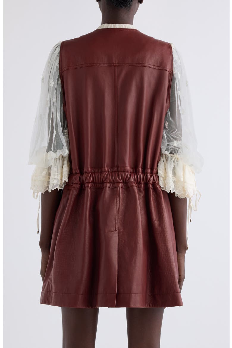 Sleeveless Leather Utility Coat, Alternate, color, FADED MAHOGANY