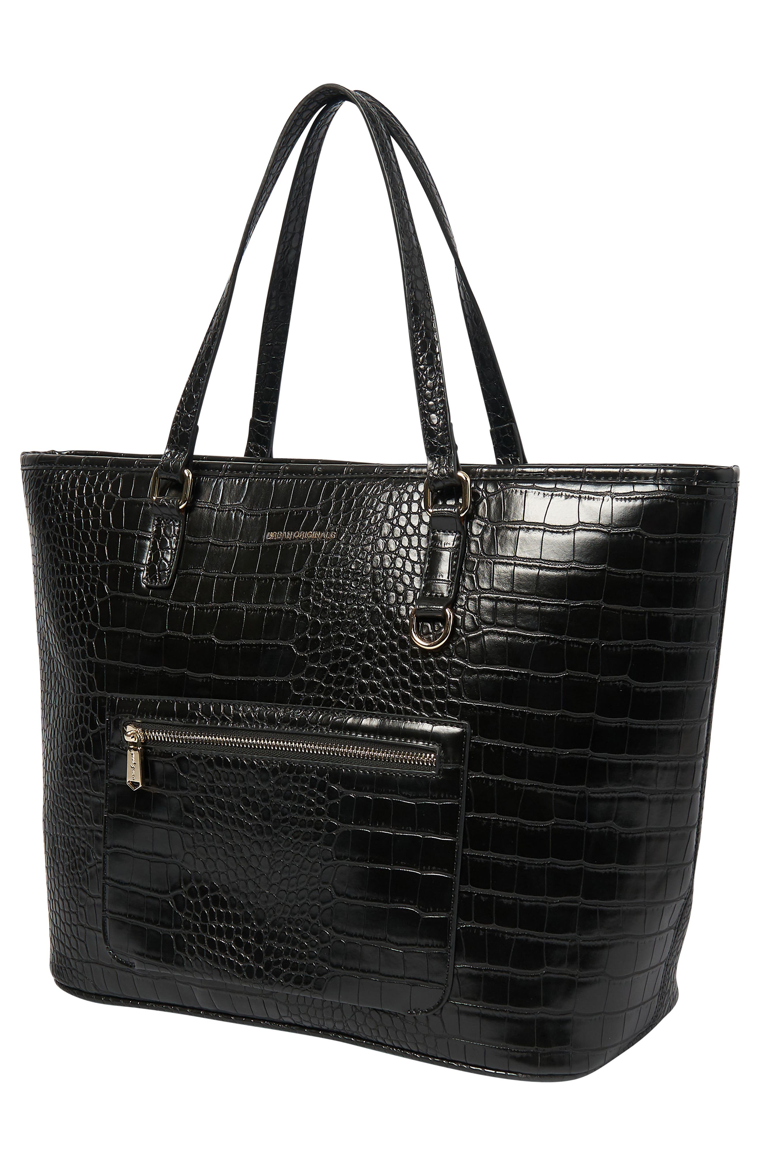 Urban Originals Croc Embossed Vegan Leather Tote, Alternate, color, 