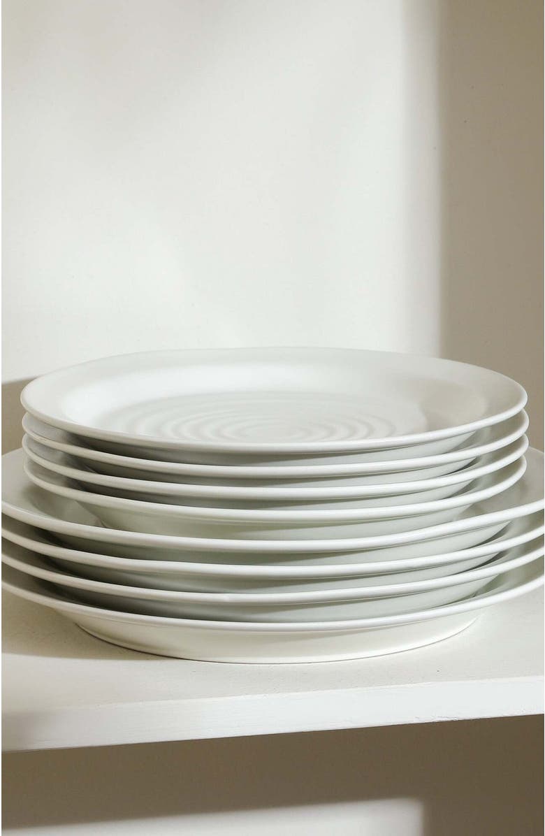 Stone Lain Orbit Stoneware 24-Piece Dinnerware Set with Pasta Bowls, Alternate, color, White