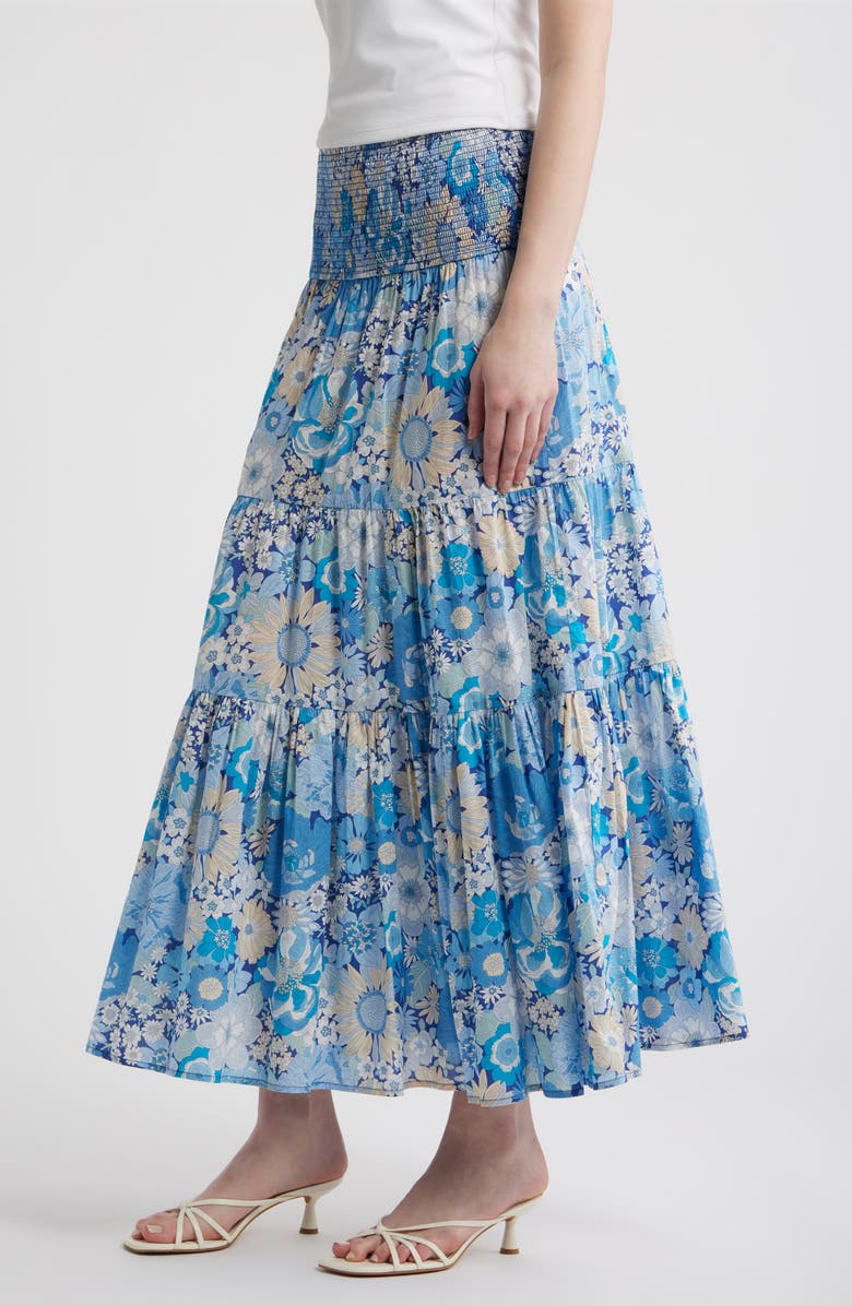 LOVE THE LABEL Izzy Print Smocked Waist Maxi Skirt, Alternate, color, Summers In The Sun