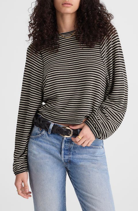 Stripe Curved Long Sleeve T-Shirt