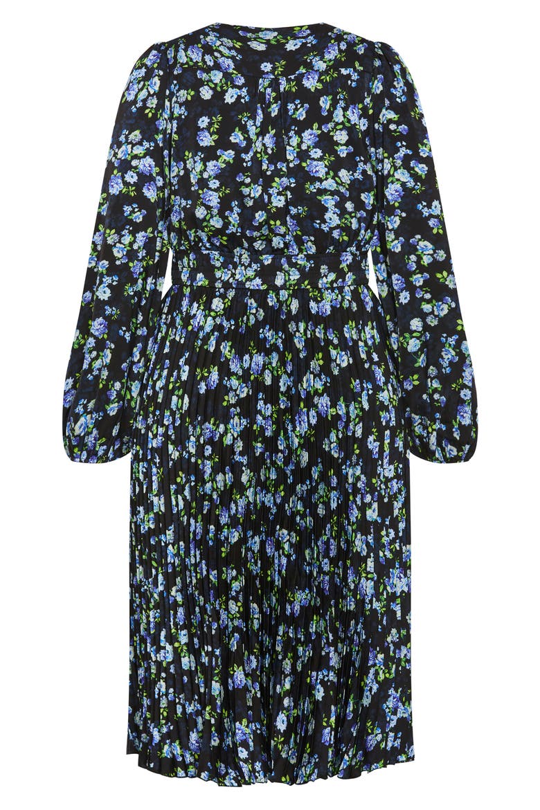Nina Floral Midi Dress(Plus), Alternate, color, BLUE PRINT