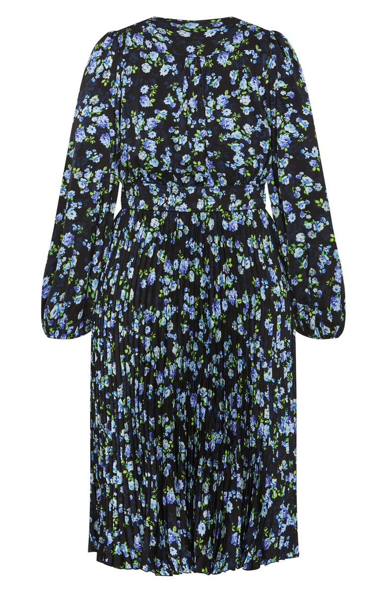 City Chic Nina Floral Midi Dress, Alternate, color, Blue Print