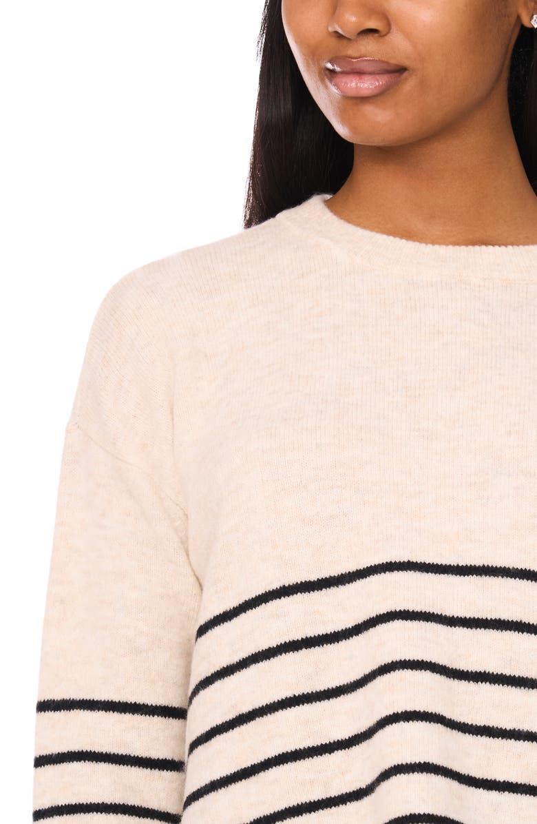 CeCe Stripe Sweater, Alternate, color, Malted/ Rich Black