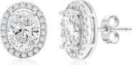 SIMONA Halo Oval Cut Cubic Zirconia Stud Earrings