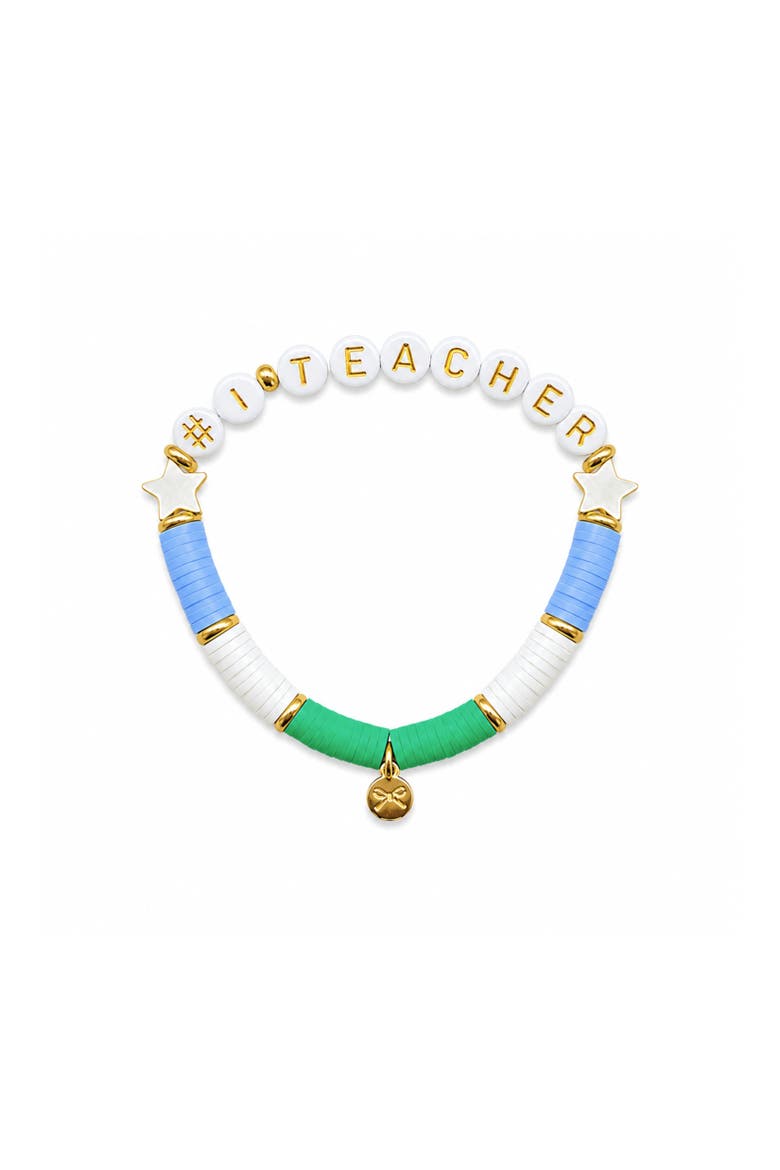 #1 Teacher Women's Bracelet, Main, color, Blue/White/Green