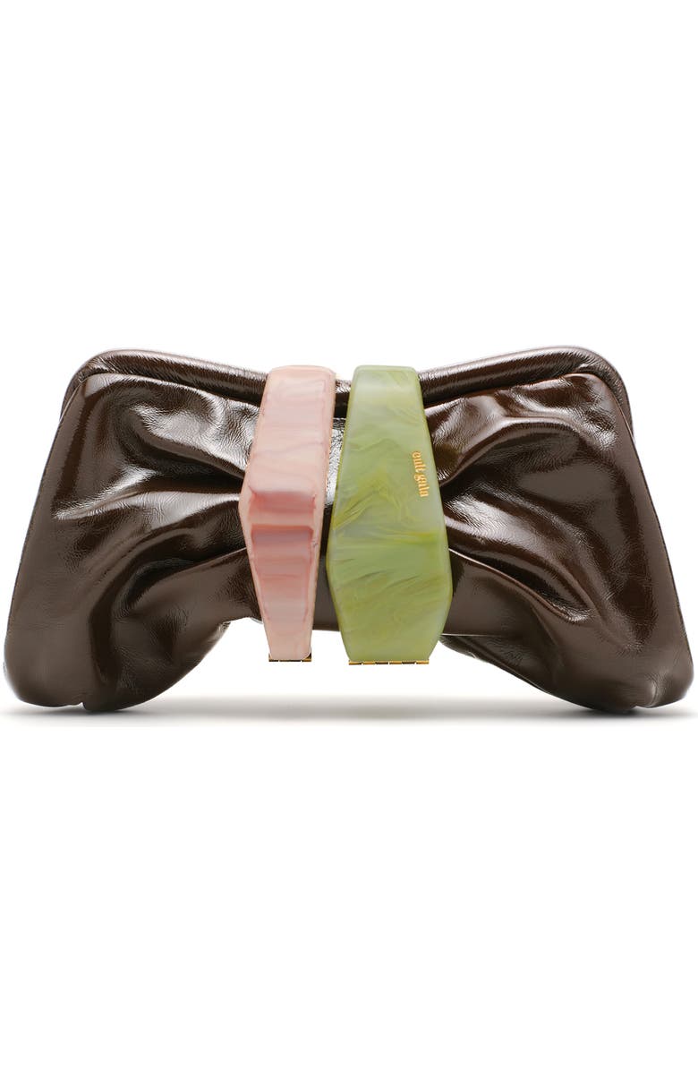 Cult Gaia Julita Leather Frame Clutch, Main, color, Luwak