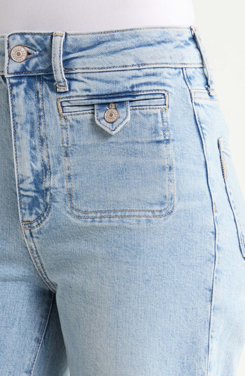 PAIGE Anessa Button Pocket High Waist Raw Hem Wide Leg Jeans, Alternate, color, Canoga