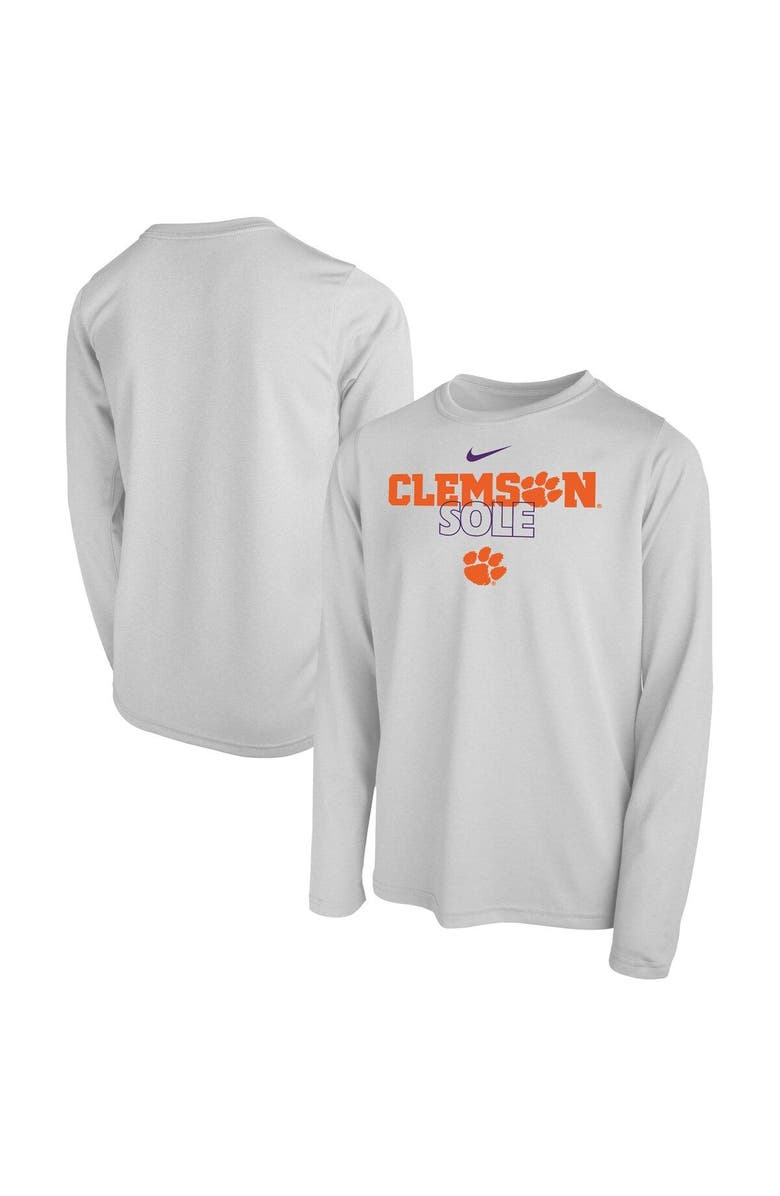 Nike Youth Nike  White Clemson Tigers 2023 On Court Sole Bench T-Shirt, Main, color, 