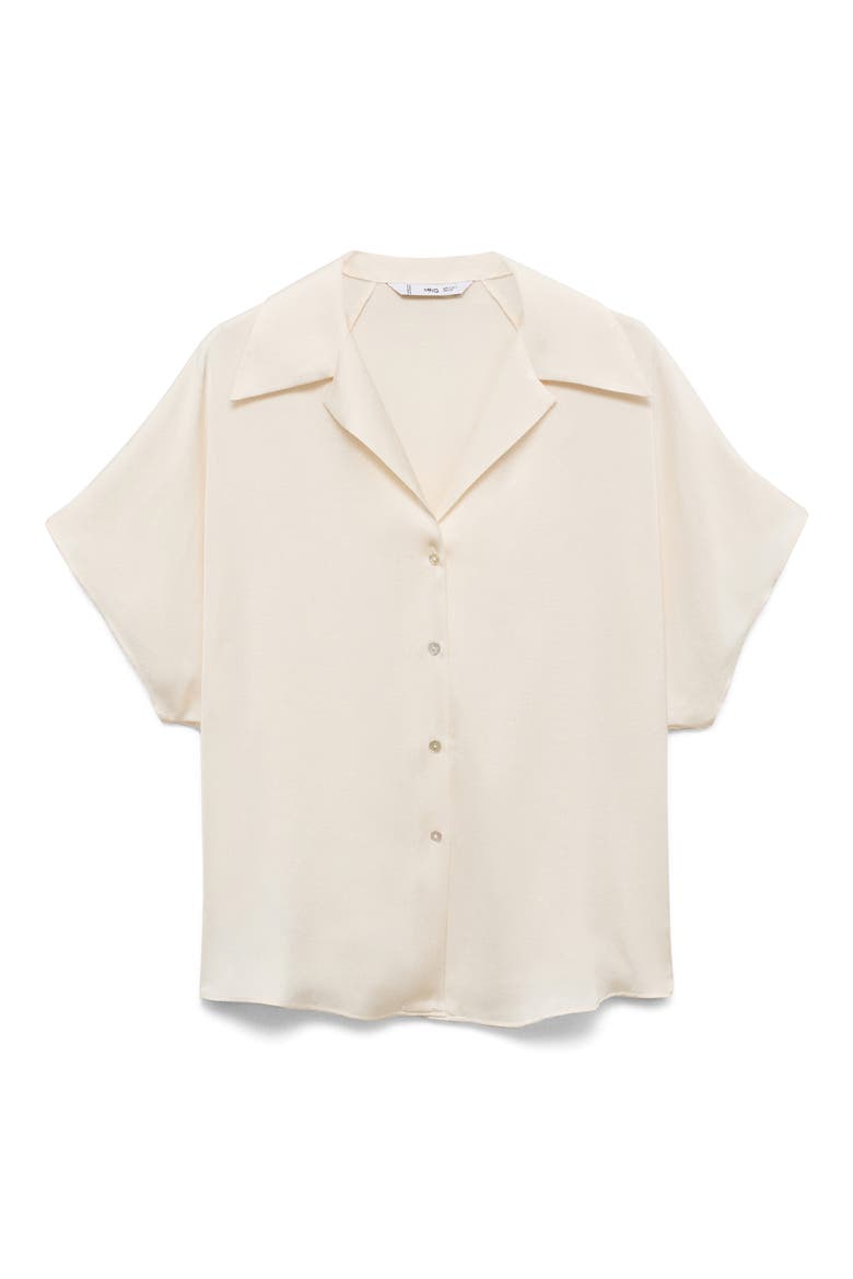 Short Sleeve Satin Button-Up Shirt, Alternate, color, OFF WHITE