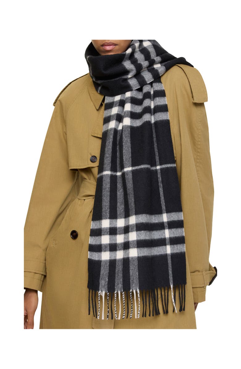 Burberry Check Cashmere Scarf, Alternate, color, Black/Calico