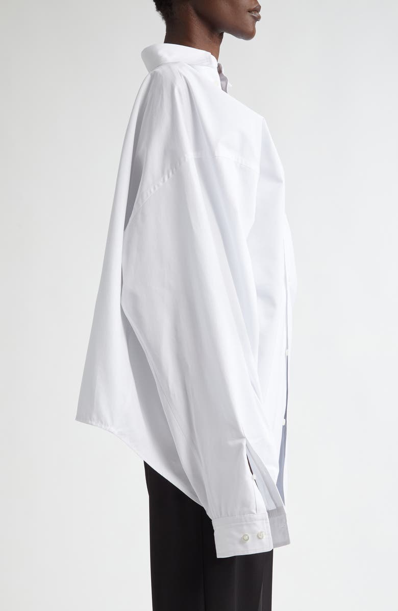 Balenciaga Asymmetric Oversize Stripe Button-Up Shirt, Alternate, color, 
