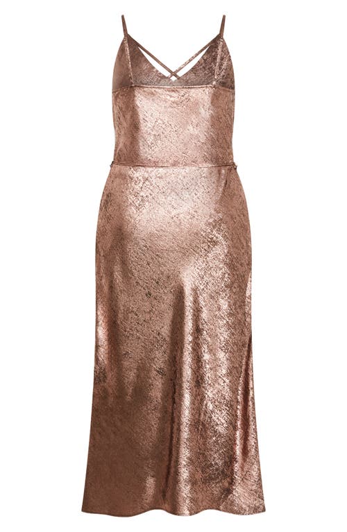 Shop City Chic Kaia Metallic Sleeveless Midi Dress In Metallic Gold