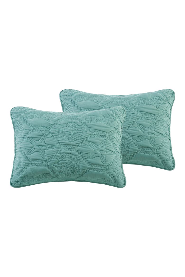 Shore Embossed 3-Piece Quilt Set - King, Alternate, color, BLUE TEAL