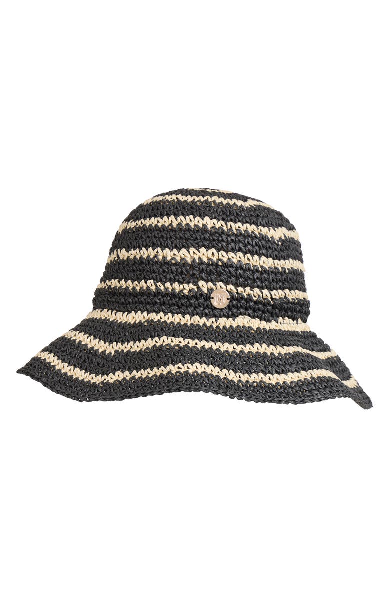 Bruno Magli Stripe Crochet Straw Bucket Hat, Alternate, color,