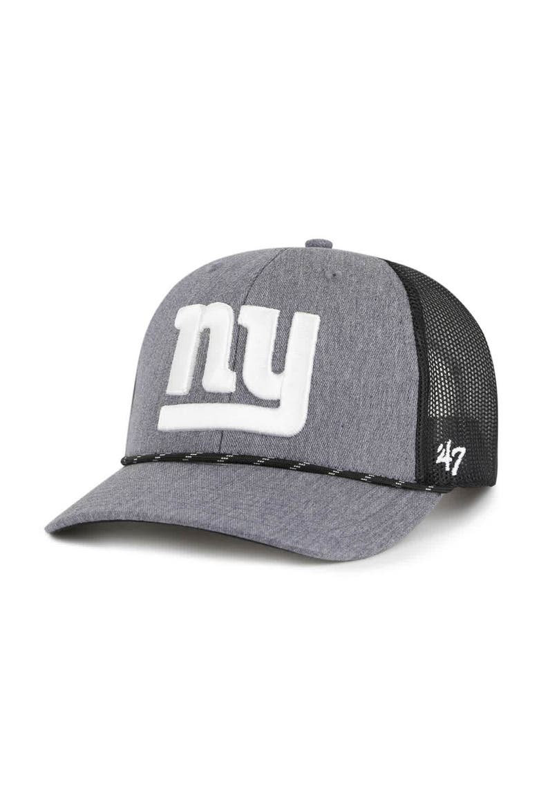 Men's '47 Heather Charcoal New York Giants Carbon Rope Trucker Adjustable Hat, Main, color, Heather Charcoal